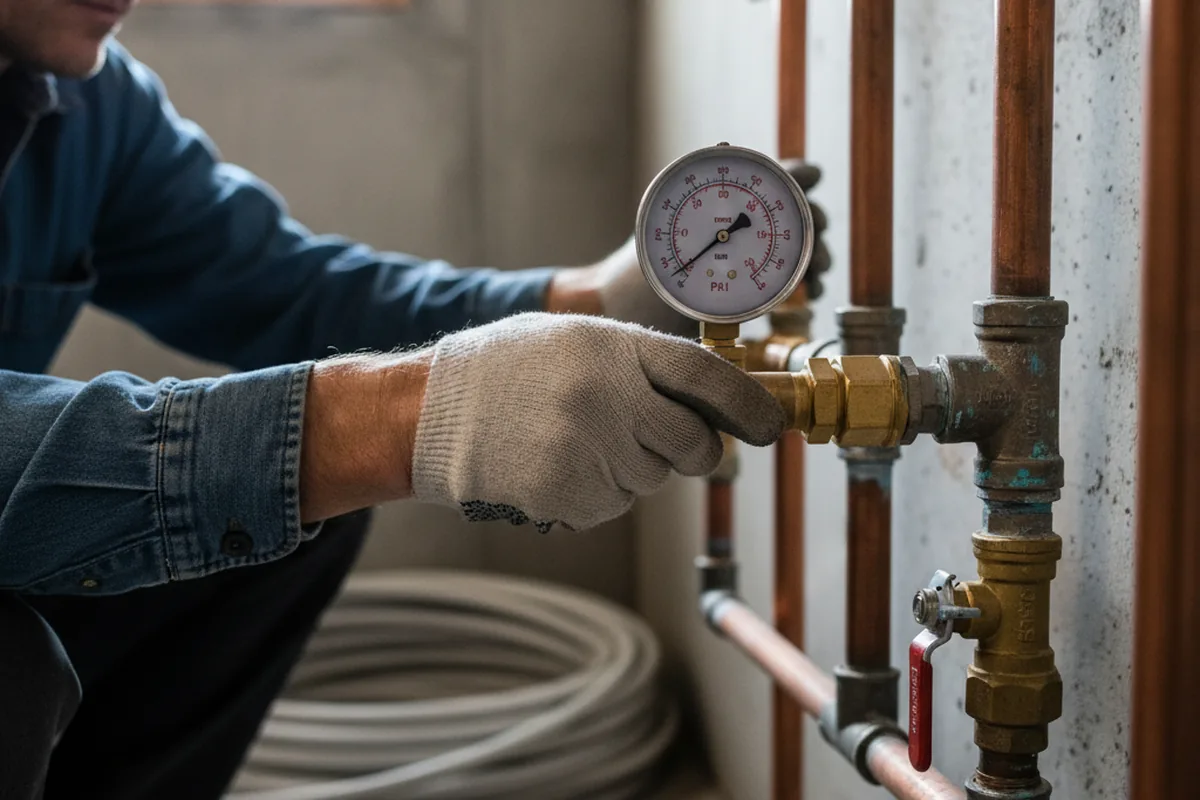 Pressure testing a repaired line during Water Line Repair in Grahn